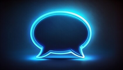 blue neon speech bubble dark background