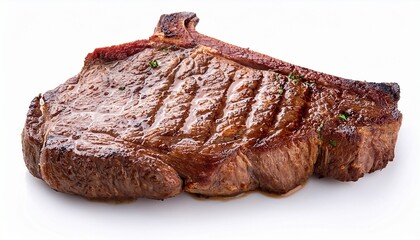 roasted rib eye beef steak isolated on white background