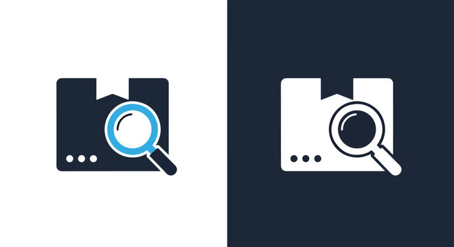 Magnifying glass over document icon - Vector icon symbol for website - Icon vector - Blue icon vector - Line and glyph solid icon and logo template