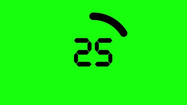 thirty second countdown timer animation with circle line element, 30 to 0 seconds on green background
