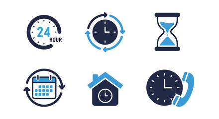 Time and schedule icons set - Vector icon symbol for website - Icon vector - Blue icon vector - Line and glyph solid icon and logo template