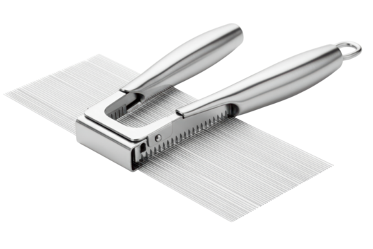 Stainless steel pasta maker tool for fresh homemade noodles isolated on transparent background