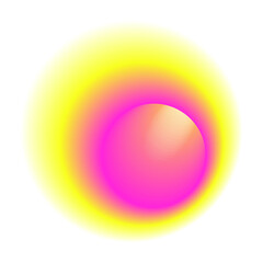Isolated Gradient Shape. Holographic Blob For Collage Or Sticker. Abstract Element on Transparent Background. Cutout. Bright Rainbow Colors. Pink And Yellow Gradient Shape.