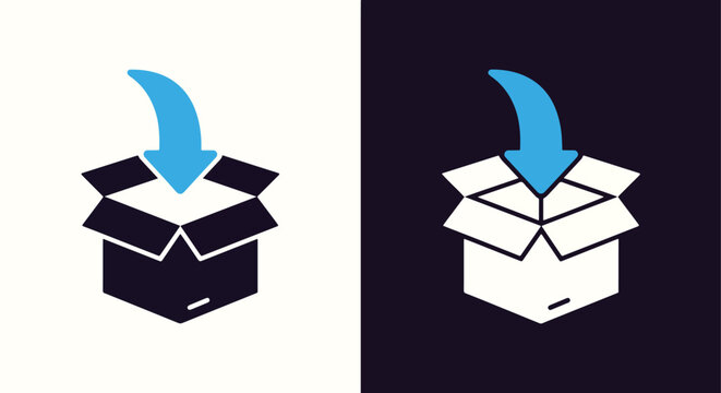 Download upload box icon set with arrows - Vector icon symbol for website - Icon vector - Blue icon vector - Line and glyph solid icon and logo template