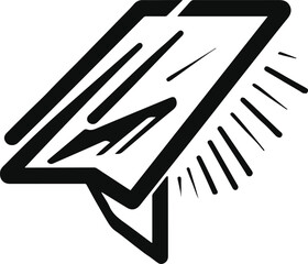 simple arrow icon moving forward with clean dynamic speed lines, black outline on white, minimal vector 5