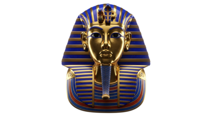Representation face of a pharaoh from ancient Egypt, background transparent