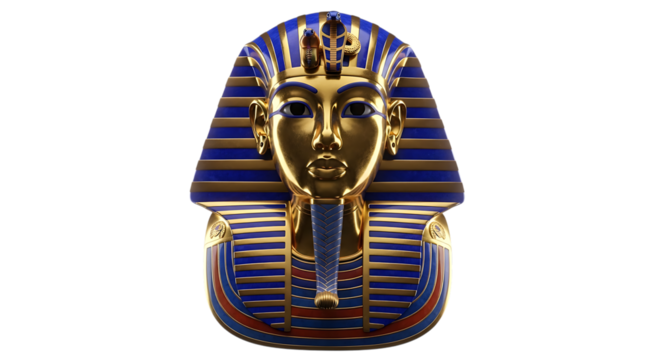 Representation face of a pharaoh from ancient Egypt, background transparent