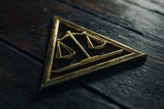 Golden Badges with Scales of Justice as Symbols of Law and Fairness
