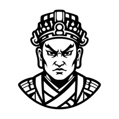 Traditional Chinese General or Warrior Bust Illustration