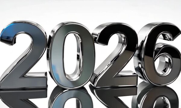 Chrome 2026 Animation with Clean White Background and Glossy Reflection