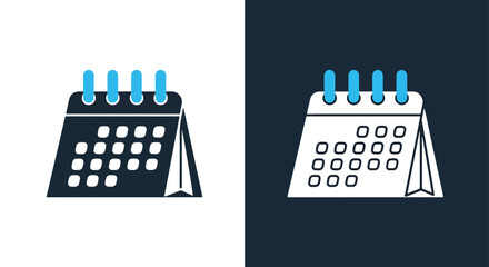 Two open calendars with blue tabs - Vector icon symbol for website - Icon vector - Blue icon vector - Line and glyph solid icon and logo template