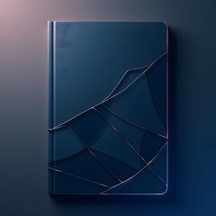 Glass-like cracked surface with elegant broken patterns shining against deep bluish ambient backdrop
