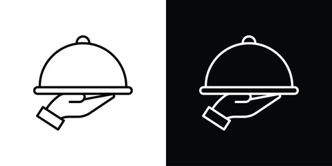 Hand holding tray icon. Modern simple vector collection