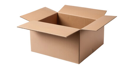 Open Brown Cardboard Box Isolated on White Background for Packaging Use