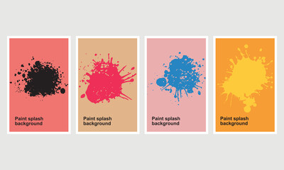Poster. Paint splash background set with bold ink splatters, colorful blot textures, and abstract artistic splash designs
