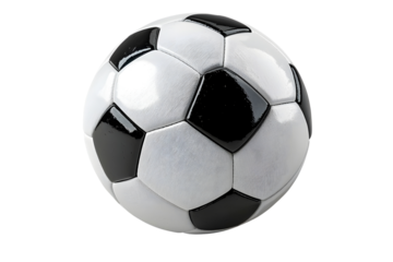 Classic Soccer Ball on White Background with Shiny Surface Texture