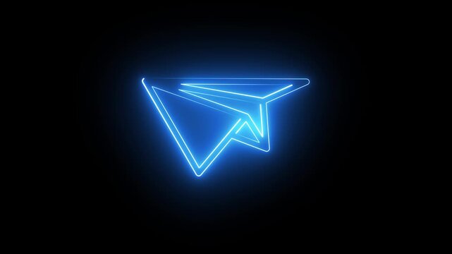 3D Neon Paper Plane Icon Animation | Digital Message Sending, Flight, and Project Launch