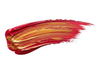 Dynamic crimson and shimmering gold paint stroke creates a luxurious and artistic textured design element, perfect for opulent backgrounds or creative accents