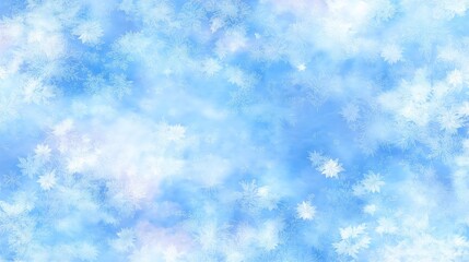 Winter Floral Snowflake Background with Soft Blue Texture