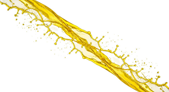 A dynamic splash of golden liquid isolated on transparent background, capturing the essence of movement and energy as the fluid streams across the frame in a captivating display of fluidity and vibran - Powered by Adobe