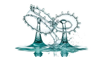 A mesmerizing display of water drop collision, showcasing the intricate patterns and delicate structures formed in the fleeting moment, isolated on transparent background a testament to the beauty of 