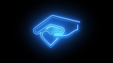 Neon Hand Holding Heart Icon Animation | Digital Donation, Love, and Compassion