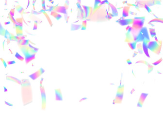 Carnaval Effect. Color Confetti. Purple Happy Glitter. Isolated Design. Retro Holographic Serpentine. Unicorn Poster. Festive Background. Art Sparkle. Pink Carnaval Effect