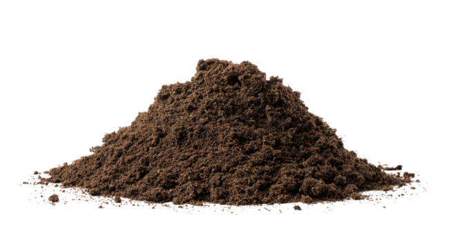 A mound of dark brown soil