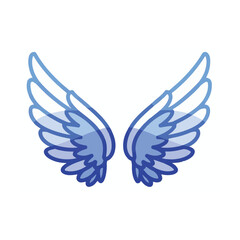 Stylized Blue Angel Wings Flat Vector Graphic on White Background