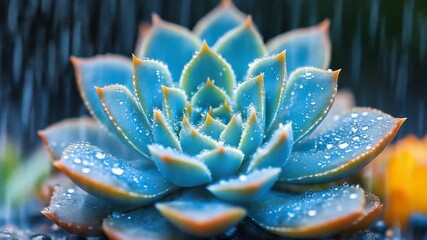 A close-up view of a plant with water droplets glistening on its leaves - Powered by Adobe