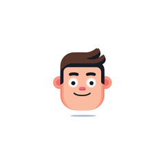 Smiling Cartoon Face with Brown Hair and Shadow