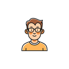 Smiling Cartoon Man with Glasses Icon Illustration
