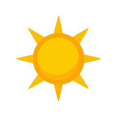 Sunny Yellow Sun Icon on White Background