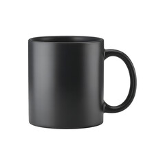 Black ceramic coffee mug isolated on a white background, a single empty beverage object
