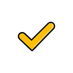 Yellow Check Mark Icon on White Background, Approved Concept