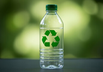 Plastic water bottle with recycling symbol
