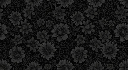 Dark floral pattern with intricate details and elegant design elements.