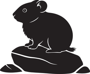 Fototapeta premium Charming silhouette of a cute hamster sitting on a rock in natural setting