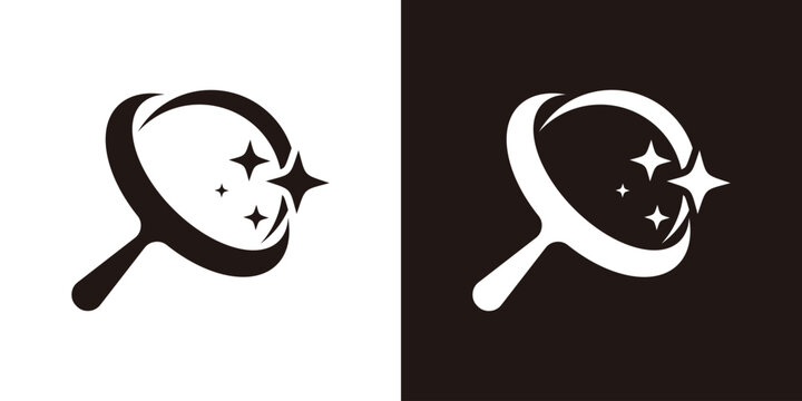 A modern dual-meaning logo combining a magnifying glass with a planet and star, symbolizing exploration, discovery, and cosmic insight in a clean futuristic style.