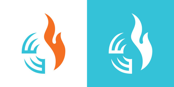 A modern dual-meaning HVAC logo featuring airflow and temperature elements, symbolizing efficient climate control, clean ventilation, and reliable environmental comfort.