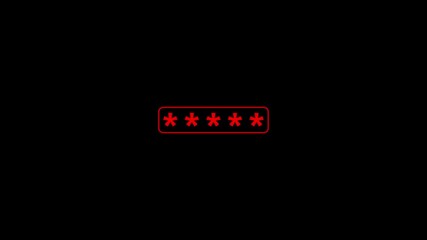 Password animated icon. protection,safety,security,privacy password symbol on black background.