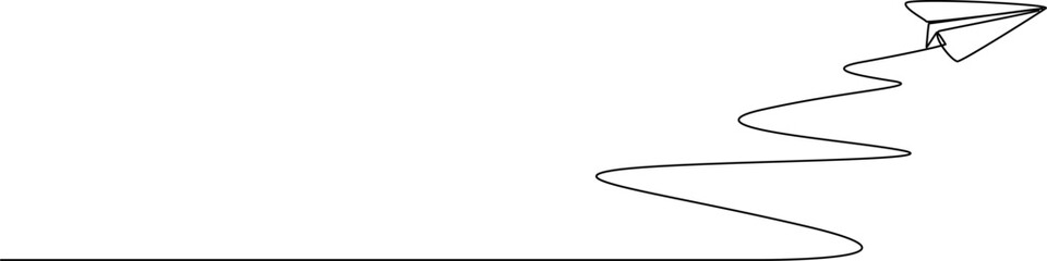 continuous line drawing of paper plane flying, line art vector illustration