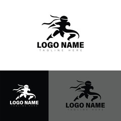 Ninja logo template isolated on, a symbol of agility, stealth, and martial arts prowess, ideal for sports team