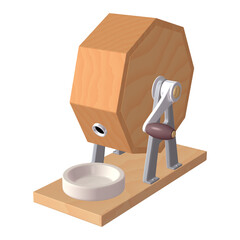 催事・イベントのイラスト素材　ガラポン抽選器（1_3）　黄