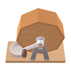 催事・イベントのイラスト素材　ガラポン抽選器（1_8）　黄