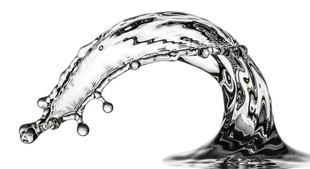 Water splash isolated on transparent background, showcasing the elegance and power of liquid movement with its intricate forms and glistening surface, ideal for conveying themes of purity and refreshm