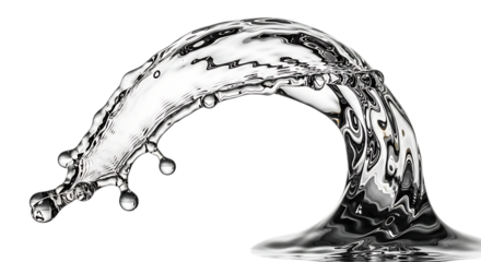 Water splash isolated on transparent background, showcasing the elegance and power of liquid movement with its intricate forms and glistening surface, ideal for conveying themes of purity and refreshm