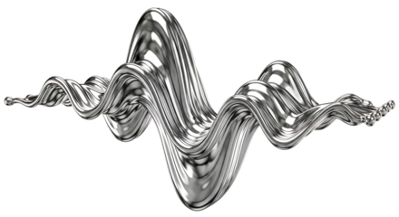 Abstract silver wave isolated on transparent background, showcasing a dynamic and fluid metallic form, symbolizing innovation, technology, and the beauty of modern design with smooth curves