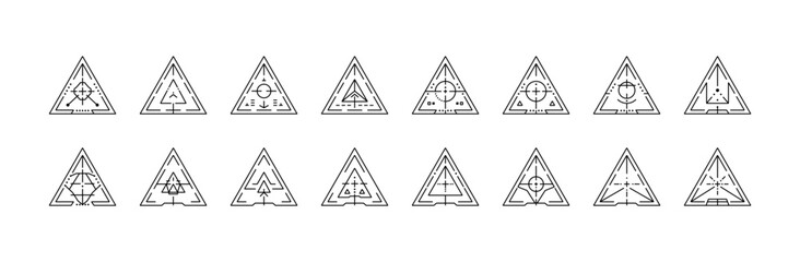 Obraz premium HUD gaming crosshair icon set. Futuristic target aiming icon. Minimal scope and focus reticles designed for FPS games virtual reality aiming. Vector illustration