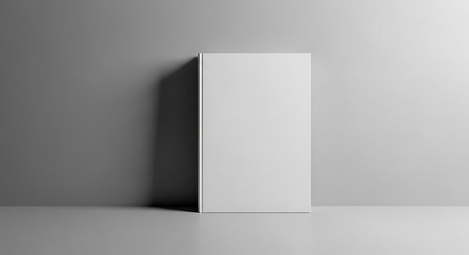 A clean, blank white rectangular card or poster mockup leaning against a light grey wall, offering ample copy space for design or presentation